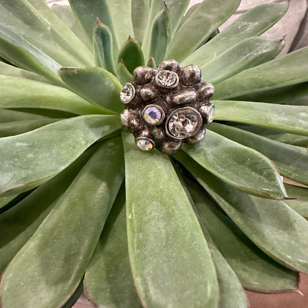 Chunky Silver Crystal Statement Bauble Chunky Rin… - image 5